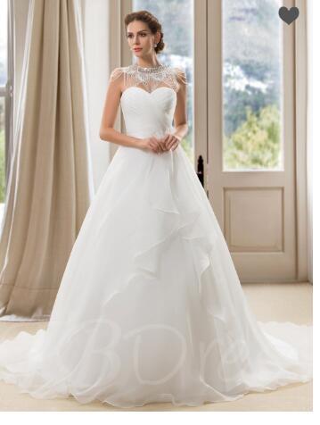 A-Line Sweetheart Tiered Ruched Wedding Dress