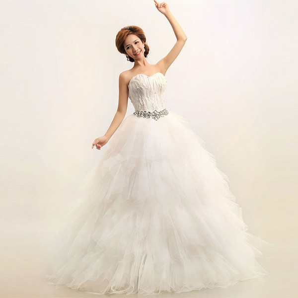 Sexy feather strapless princess bride wedding dress women china wedding dressesdhWED90009