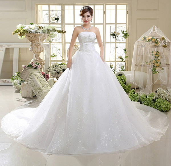 Shanghai Story Beach Large tail Wedding Dress Gauze Bandage Luxury Noble Vestido De Noiva Sereia Wedding Gowns Large Tail Wedding Dress