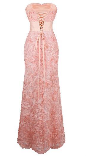 Angel-fashions Off Shoulder Chiffon Flowers Ruched Long Evening Dresses Pink VESTIDO DE NOVIA 343