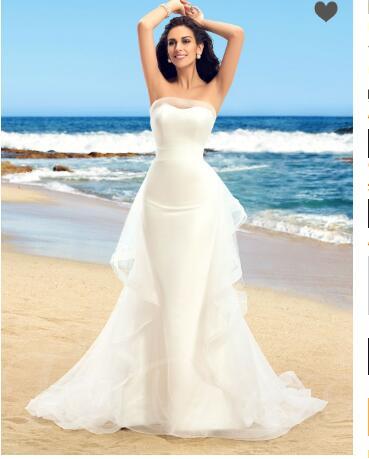 Strapless Trumpet Ruffles Sleeveless Court Train Long Wedding Dress