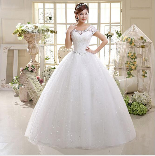 2016 newest Short Sleeves Plus Size Wedding Dresses Scoop Neckline Lace Appliques Bridal Gown for Pregnant Maternity Wedding Dress