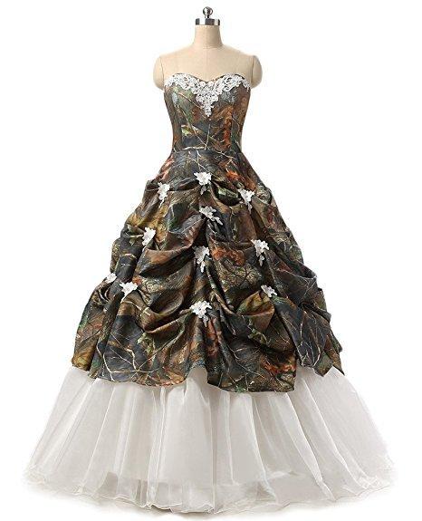 Real Photos A-Line Camo Strapless Long Wedding Dresses Women Sweep Train Bridal Gown Lace Up Elegant Wedding Gowns Sleeveless Bridal Dress