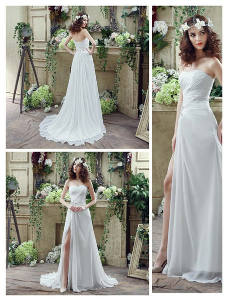 New style Gorgeous Lace Strapless sleeveless Lace-up Bridal Gowns Dress white Ivory color size US2 4 6 8 10 12 14 16