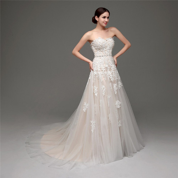 Romantic Off the Shoulder Bridal Gown Dresses Lace Tulle Vestido De Noiva Crystals Pearls Sash Casamento Wedding Dress 2017