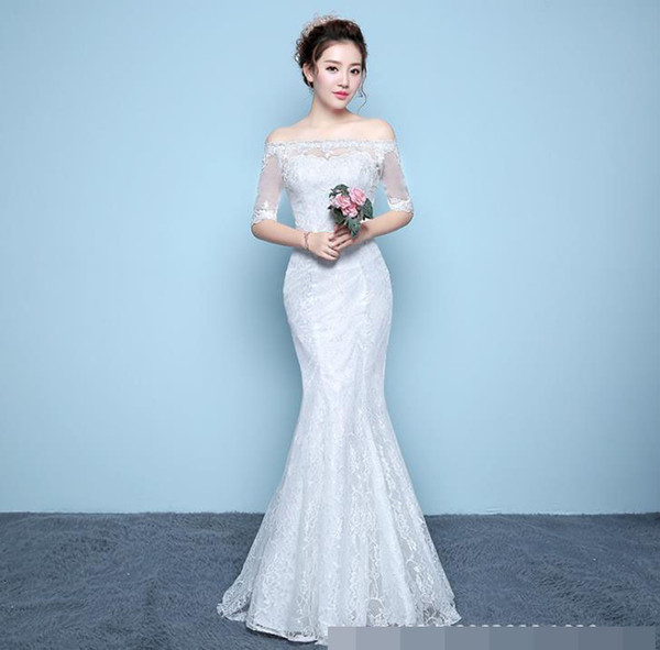 mermaid Wedding Dress beautiful lace flowers vestidos de noiva robe de mariage bridal dress Free 