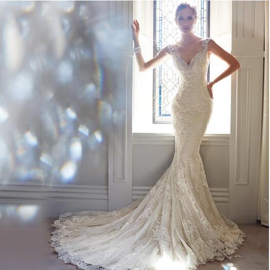 Lace Wedding Dresses Trailing Simple Net A Line Sleeveless Backless Long Bridal Gowns Bohemian Garden Wedding