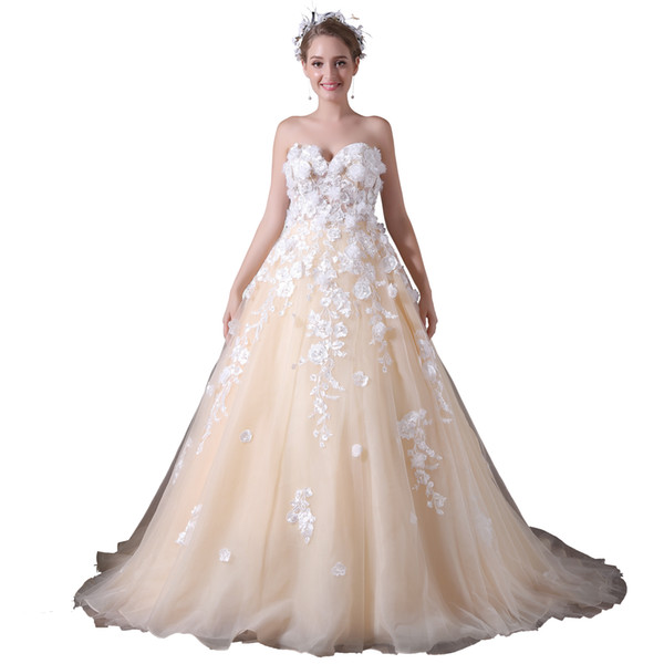 Strapless Appliqued In Stock Wedding Dresses Cathedral Royal Train Princess upscale new Women's elegant long gown party prom bride