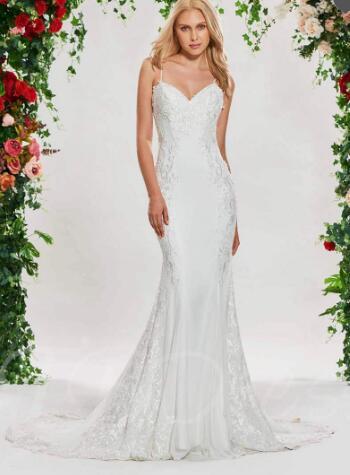 Beading Spaghetti Straps Embroidery Lace Wedding Dress
