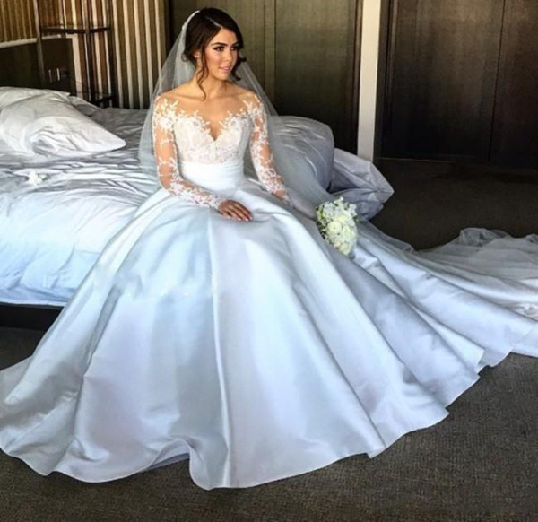 Gorgeous Split Lace Wedding Dresses With Detachable Skirt Long Sleeves Illusion Bodice Overskirts Long Steven Khalil Bridal Gowns New