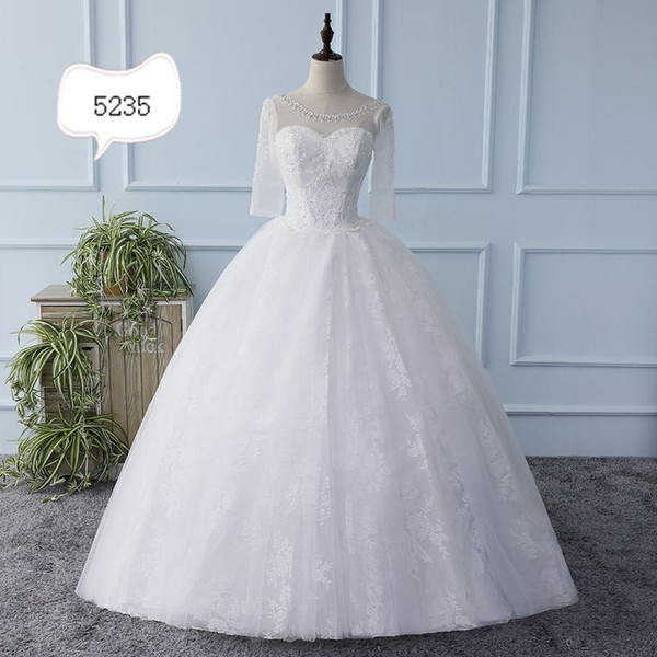 Wedding dress new Korean version fashion lace o neck long sleeve slimming maxi wedding dress