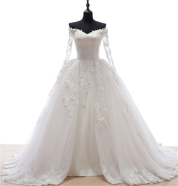 Real sample Vintage Long Sleeve Wedding Gowns 2017 High Quality Bridal Party Dress Floor-length Wedding dresses Lace Vestido De Novia