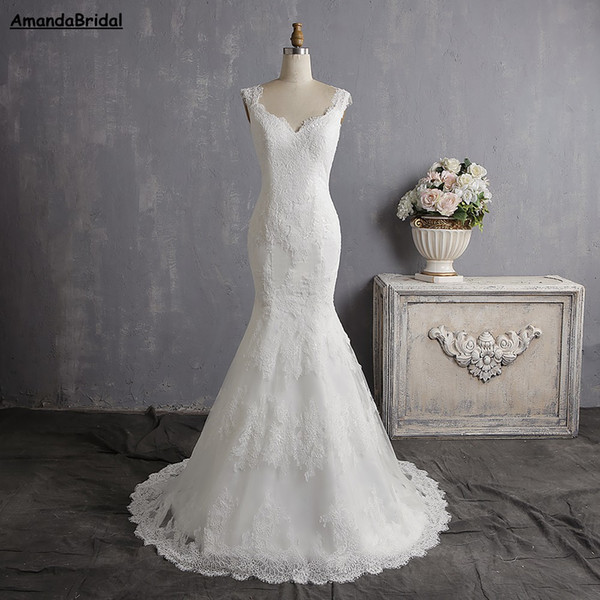 Amandabridal Sweetheart Bridal Gowns Sexy Boho Lace Mermaid Wedding Gowns For Bride Vintage China Wedding Dresses 