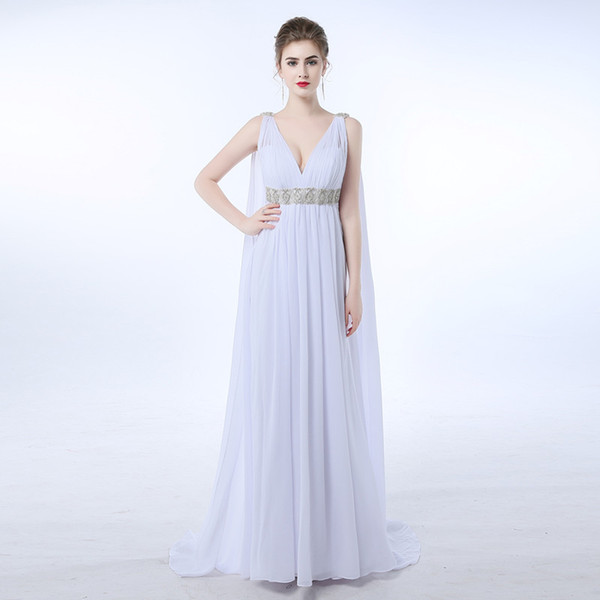Beach Greek Style Wedding Dress Plus Size Bridal Gown High Waist Pregnant Gothic Maternity Wedding Dress