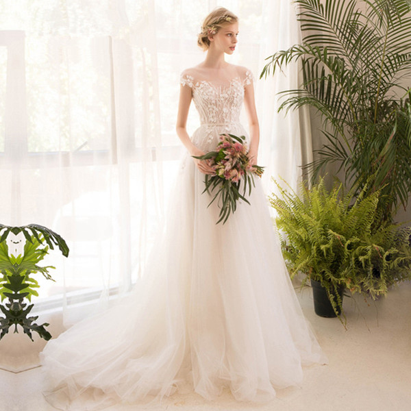 Boho Beach Dress half sleeve lace wedding dress high-end bride simple bridal gown real photo weddingdress vestido de noiva boho mermaid