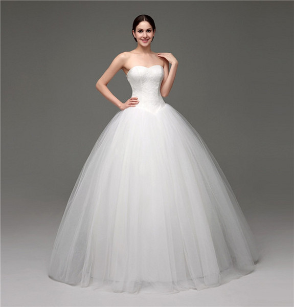 Real Photos Elegant Sleeveless Lace Ball Gown Wedding Dresses Women Floor Length Bridal Gown Lace Up Wedding Gowns with Free Petticoat