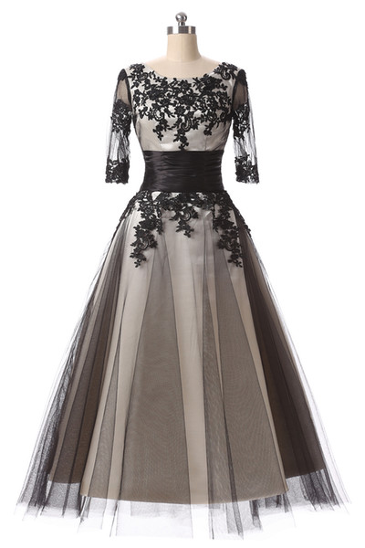 Reap Photos A Line Knee Length Short Prom Dresses Vestidos New 1/2 Sleeve Applique Scoop Bridesmaid Dresses