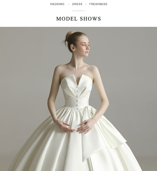 Vintage satin wedding dress new bride trailing dream palace princess tube top