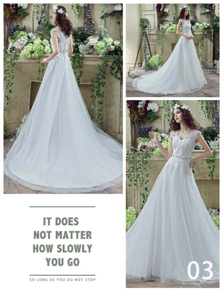 Cheap price princess the sexy bride married dress Gorgeous Lace V-Neck sleeveless Bridal Gowns Dress white color size US2 4 6 8 10 12 14 16