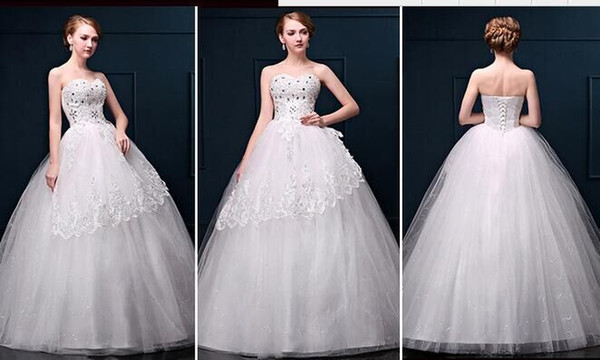 Hot fashion automn new arrival bride wedding dress strapless slim dresses sweep train women sexy dress factory supply
