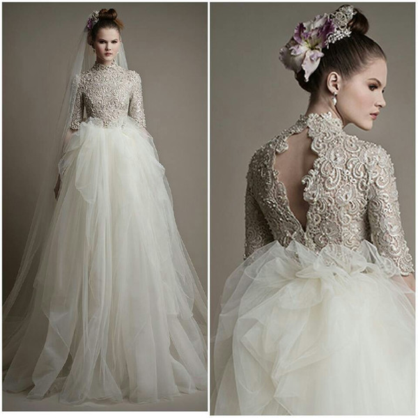 2016 In Stock Wedding Dresses in White Color US Size 8 Lace Appliques Tulle Draped Ball Gown Elegant Bridal Gowns Cheap under 100