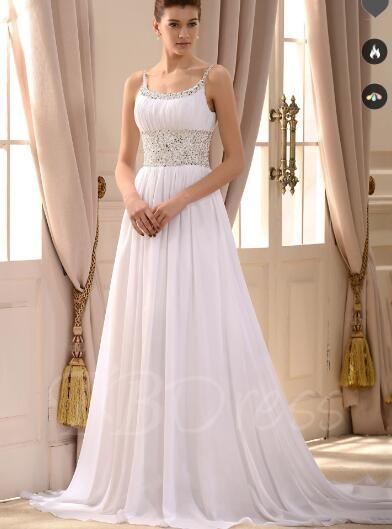 Empire Spaghetti Straps Sleeveless Court Train Wedding Dress