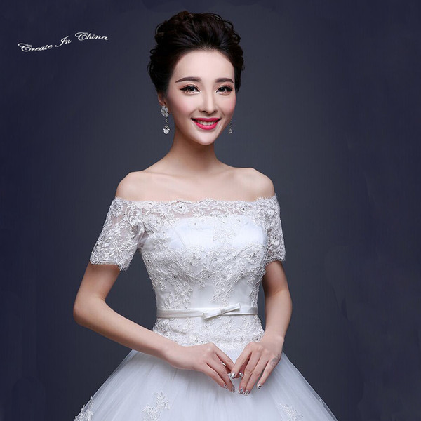 2016 cheap lace off shoulder strape ball gown tail wedding dress for lawn or outside wedding