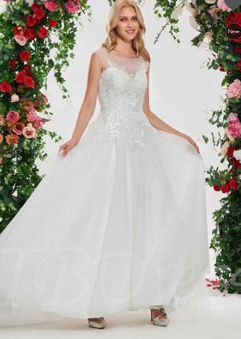 Illusion Neck Lace Backless Wedding Dress