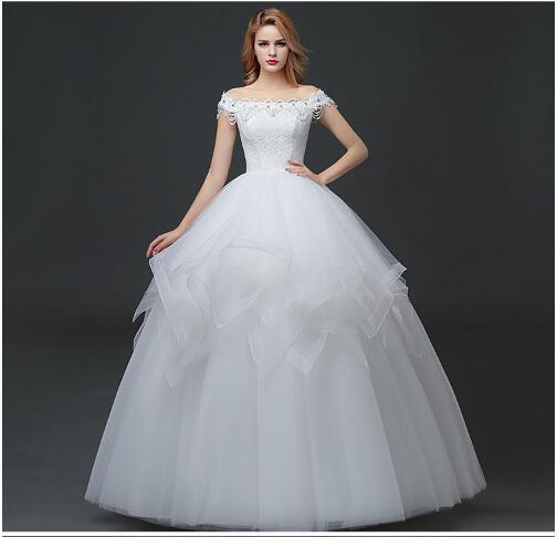 Ball Gown Ivory Tulle Beaded Cheap 48-hour Bridal Wedding Dressess