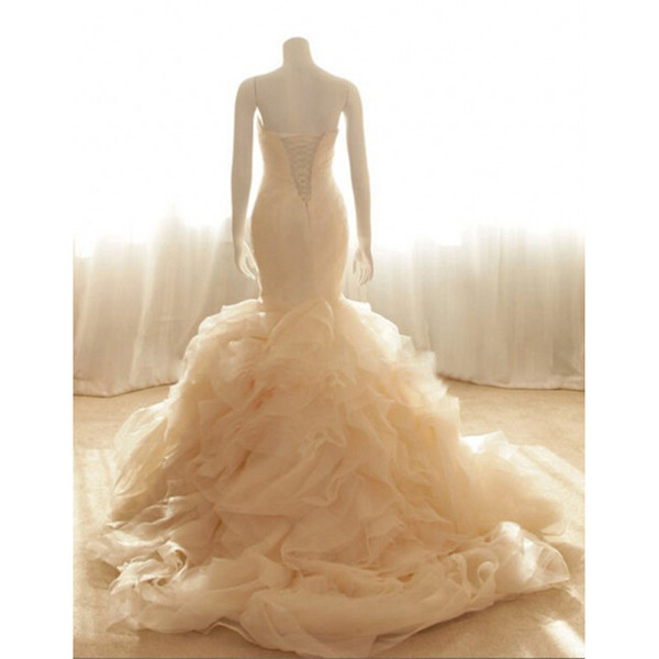 Milla Nova Ivory Mermaid Wedding Dresses 2017 Vestido De Novia Elegant Bridal Gowns Strapless Light Champagne Organza Wedding gowns