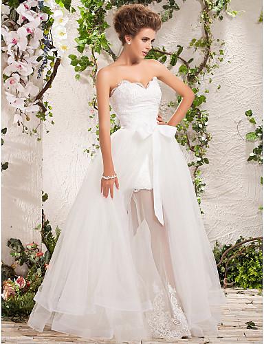 Beauty Two in one White Tulle Sweetheart A-Line Wedding Dresses Bridal Pageant Dresses Wedding Attire Dresses Custom Size 2-16 HW812015