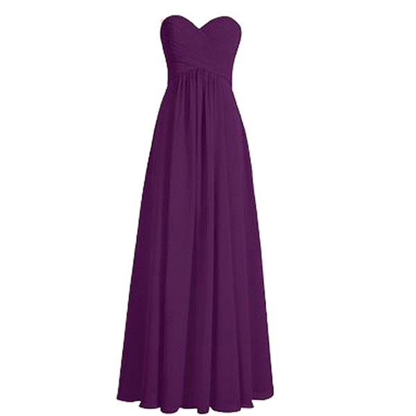 Purple Bridesmaid Dresses A Line Sweetheart Spaghetti Straps Chiffon Floor Length Formal Dresses Maid Of Honor Dresses DB003