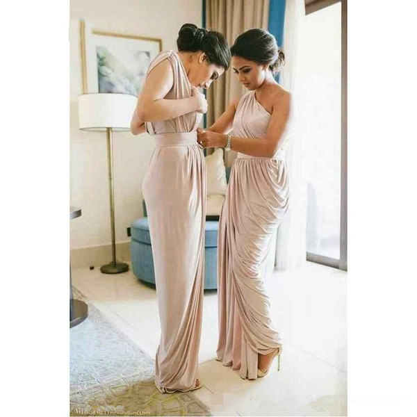 Bridesmaid Dresses Cheap Ruffles One Shoulder Side Split Spandex Maid Of Honor Dresses For Wedding Guest DB116