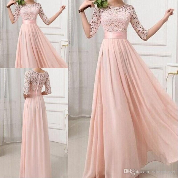 Formal Bridesmaid Dresses Sexy Chiffon Long Maids Of Honor Bridesmaids Dress With Lace Pink Champagne Royal Blue Gowns 2016 For Cheap