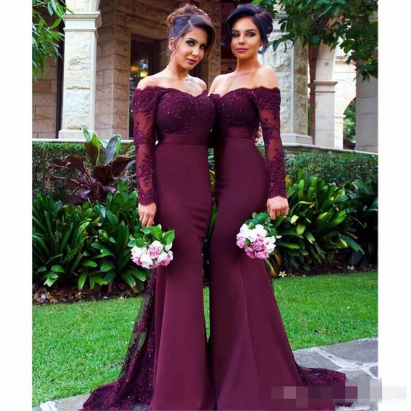 Sexy Burgundy Bridesmaid Dresses Long Mermaid Applique Crystal Cheap Maid of Honor Dresses for Weddings Plus Size