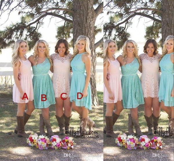 Western Country Short Bridesmaid Dresses Chiffon Beach Formal Party Dress Maid of Honor Dresses BC0723