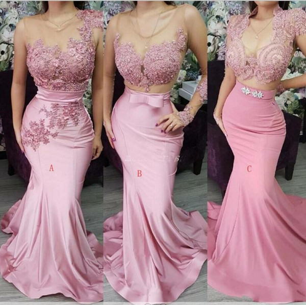 African Mermaid Bridesmaid Dresses Three Types Sweep Train Sexy Long Country Garden Wedding Guest Gowns Maid Of Honor Dress Arabic