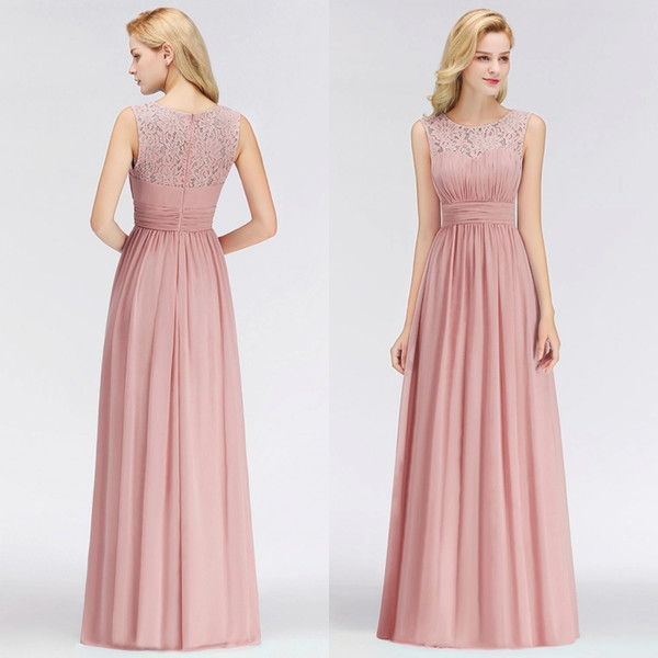 Only $39.9 Dusty Pink Long Bridesmaid Dresses 2019 Burgundy ace Top A Line Chiffon Maid Of Honor Wedding Party Dress Cheap cps1067