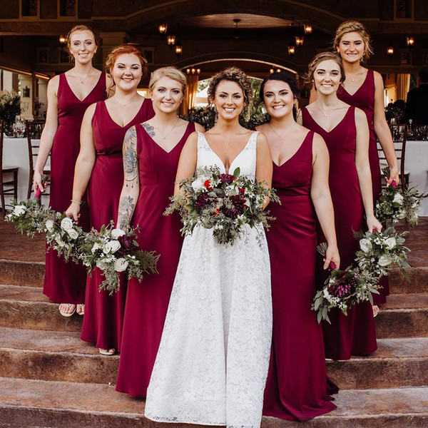 Summer Beach Elegant Burgundy Long Bridesmaid Dresses Cheap Boho Chiffon Floor Length Maid Of Honor Wedding Guest Part Gowns