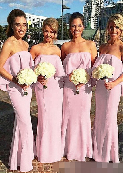 Simple Boho Long Chiffon Bridesmaid Dresses Elegant Strapless Backless Long Maid of Honor Gowns Pleats Wedding Guest Evening