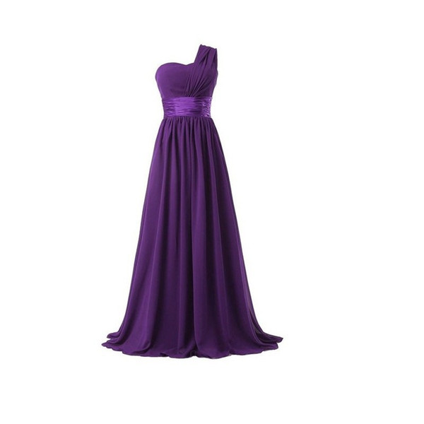 One Shoulder Chiffon Long Bridesmaid Dresses Purple Red Royal Blue Wedding Guest Dress damas de honor vestidos