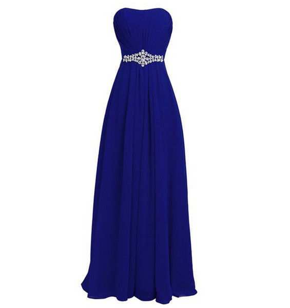 Sweetheart Long Chiffon Bridesmaid Dresses Royal Blue Burgundy 2018 Long Party Dresses Elegant Evening Gowns Lace Up