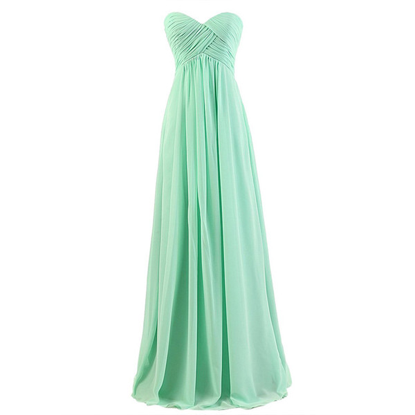 Pleated Sweetheart Long Chiffon Bridesmaid Dresses 2019 A Line Party Dress Floor Length Wedding Guest Gowns