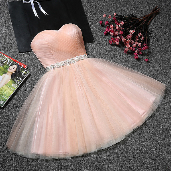 Sweetheart Tulle Short Bridesmaid Dresses with Crystal Sash 2019 Knee Length Party Dress New Summer Dresses