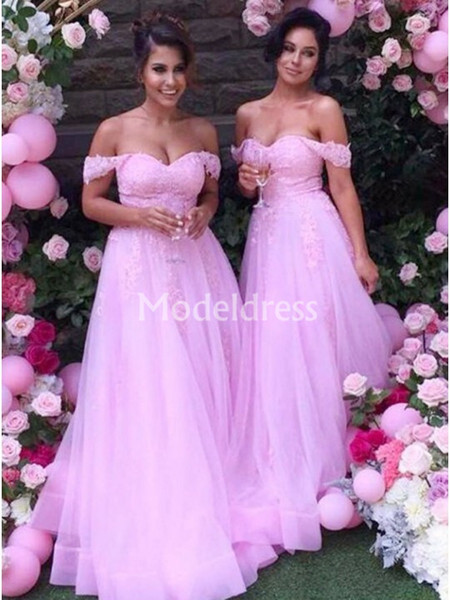 Country Style Lace Long Bridesmaid Dresses Off Shoulder A-Line Sexy Weeding Guest Gowns Stylish Cheep Formal Dress Classic Hot Sale Vestidos