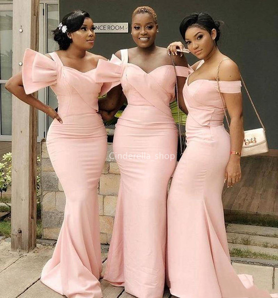 Unique Designed Pink Mermaid Bridesmaid Dresses Long One Shoulder Black Girls Maid Of Honor Dresses For Wedding Party Customized