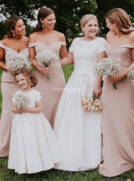 Simple Boho Mermaid Bridesmaid Dresses Off The Shoulder Country Style Maid Of Honor Gowns Cheap Custom Made Wedding Guest Dresses 