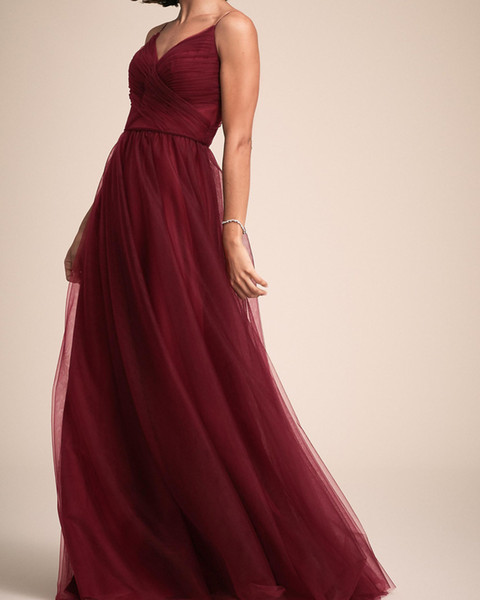 Sexy Backless Long Bridesmaid Dresses Long Bungundy Tulle Bridesmaid Dresses Pleats Spaghetti Royal Blue, Dark Navy