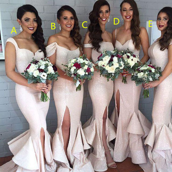 Mermaid Bridesmaid Dresses Mismatched Bling Sequin Elegant Wedding Guest Dresses Robe De Soiree