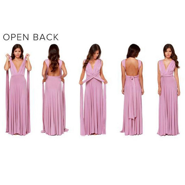 New Arrival Convertible Bridesmaid Dresses Pink Sexy Chiffon Pleats Open Back Cheap Long Maid Of Honor Dresses